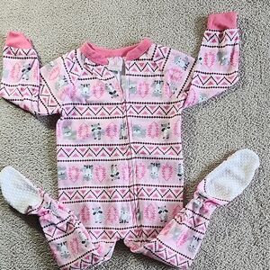 Charming Pink Animal Print Kids Footie